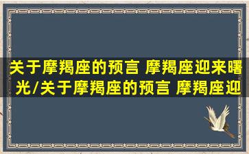 关于摩羯座的预言 摩羯座迎来曙光/关于摩羯座的预言 摩羯座迎来曙光-我的网站